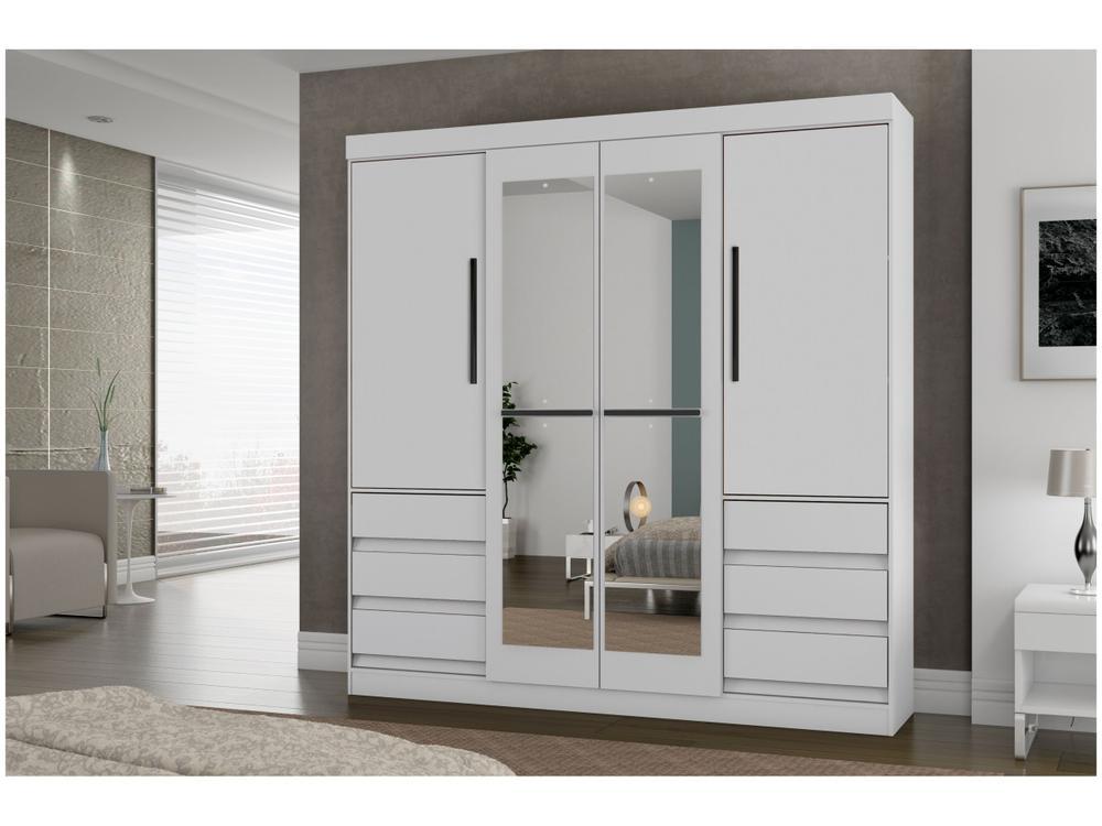 Guarda-roupa Casal com Espelho 4 Portas 6 Gavetas Araplac Atraente Sofia - 4
