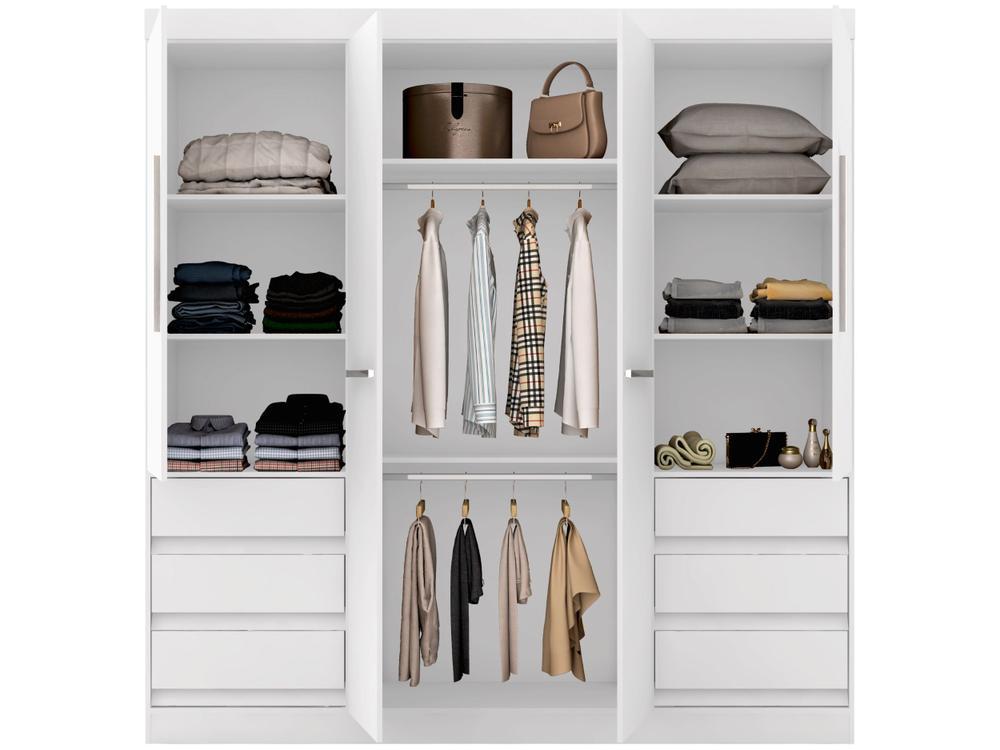 Guarda-roupa Casal com Espelho 4 Portas 6 Gavetas Araplac Atraente Sofia - 5