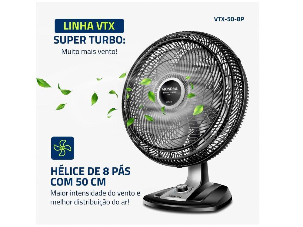 Ventilador de Mesa Mondial VTX-50 50cm 8 Pás 3 Velocidades - 11