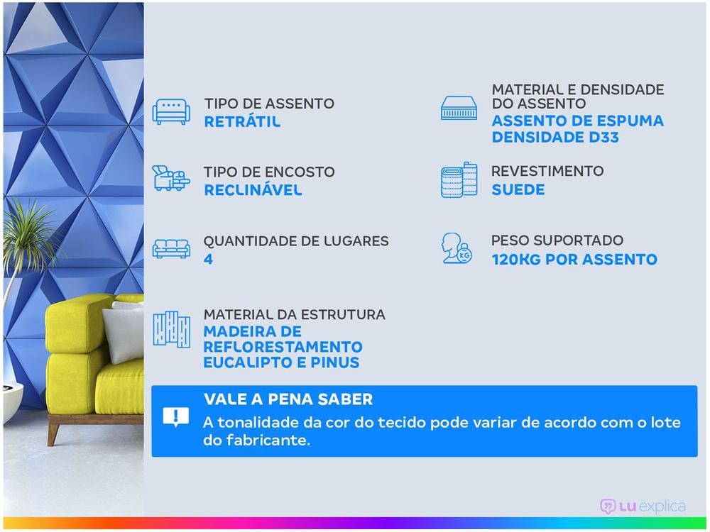 Sofá Retrátil Reclinável 4 Lugares Suede Moviment Artesano Linoforte - 9