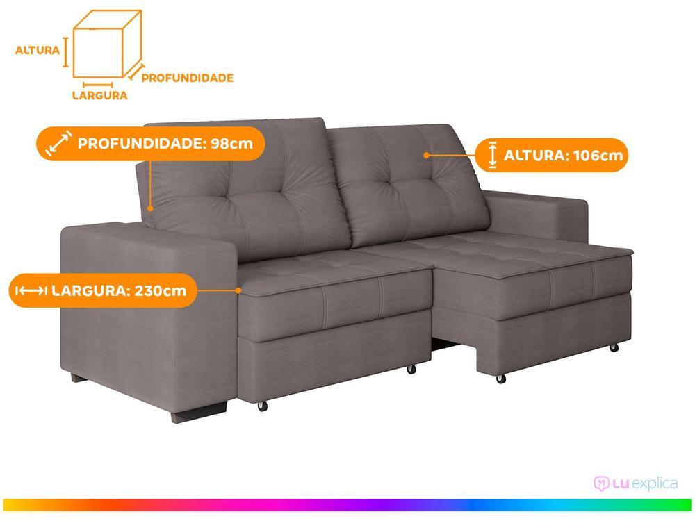 Sofá Retrátil Reclinável 4 Lugares Suede Moviment Artesano Linoforte - 3