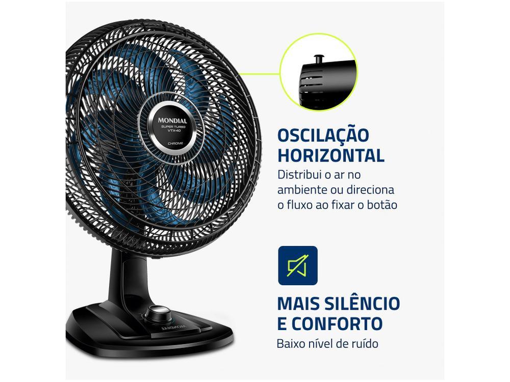 Ventilador de Mesa Mondial Super Turbo VTX-40 Chrome 40cm 8 Pás 3 Velocidades - 12