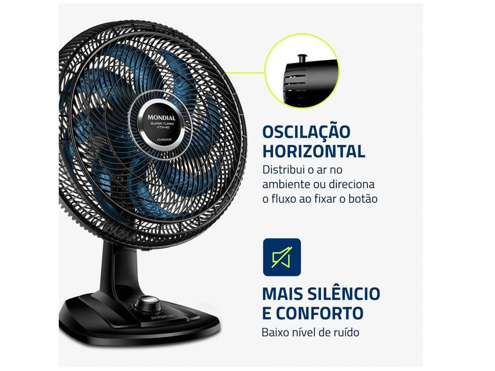 Ventilador de Mesa Mondial Super Turbo VTX-40 Chrome 40cm 8 Pás 3 Velocidades - 6