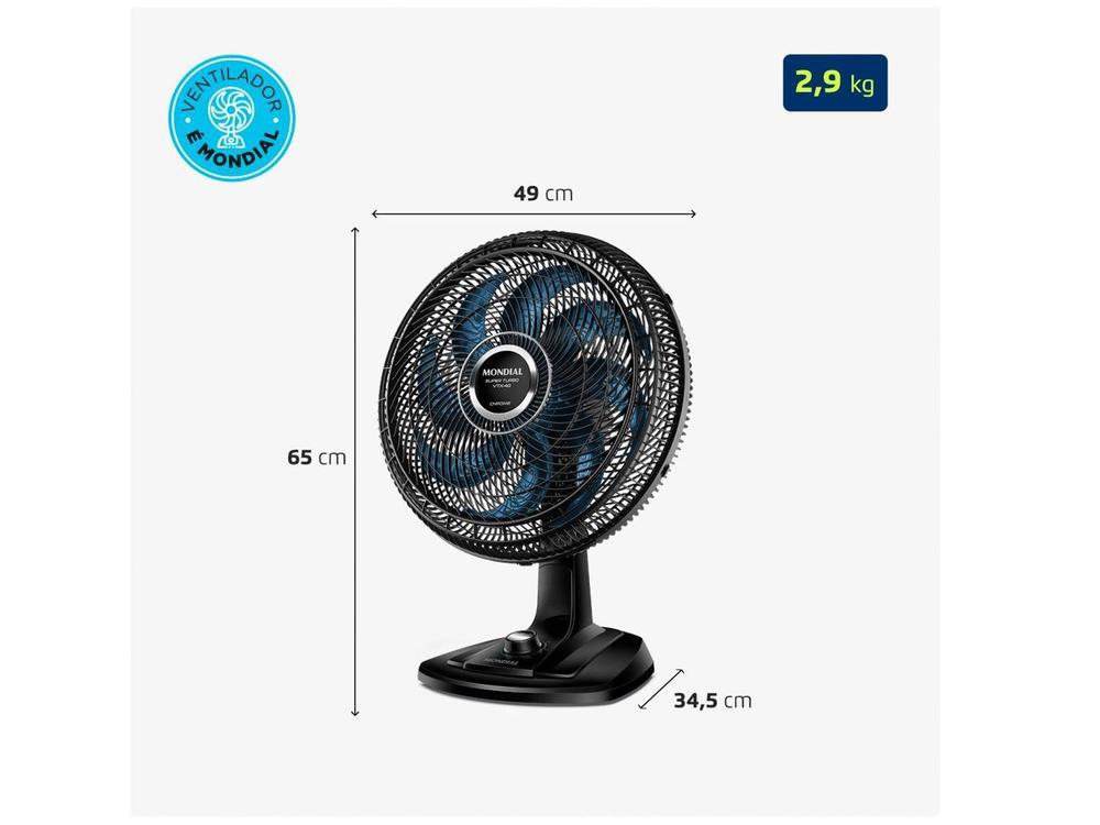 Ventilador de Mesa Mondial Super Turbo VTX-40 Chrome 40cm 8 Pás 3 Velocidades - 8