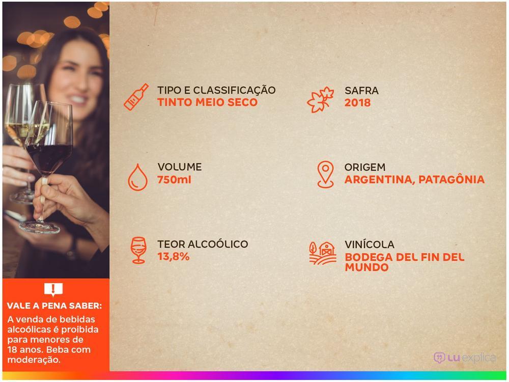 Vinho Tinto Meio Seco Bodega Del Fin Del Mundo La Poderosa Malbec Argentina 750ml - 8