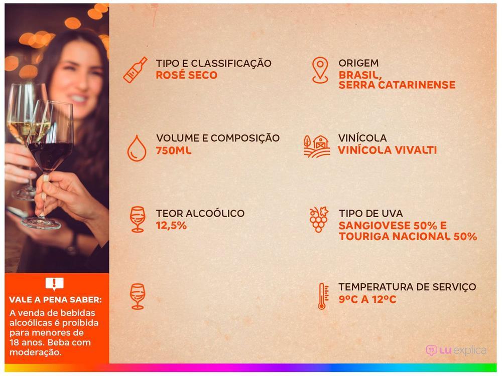 Vinho Rosé Seco Vivalti Brasil 750ml - 12