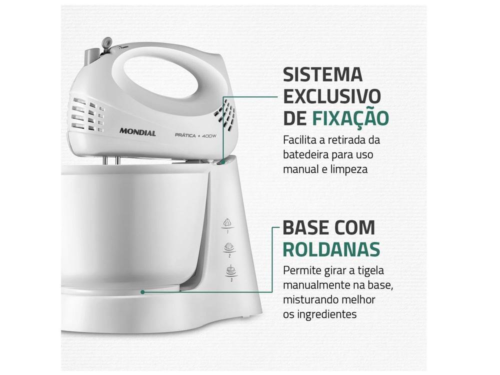 Batedeira Mondial Branca 400W Prática B-44-W 3 Velocidades - 14