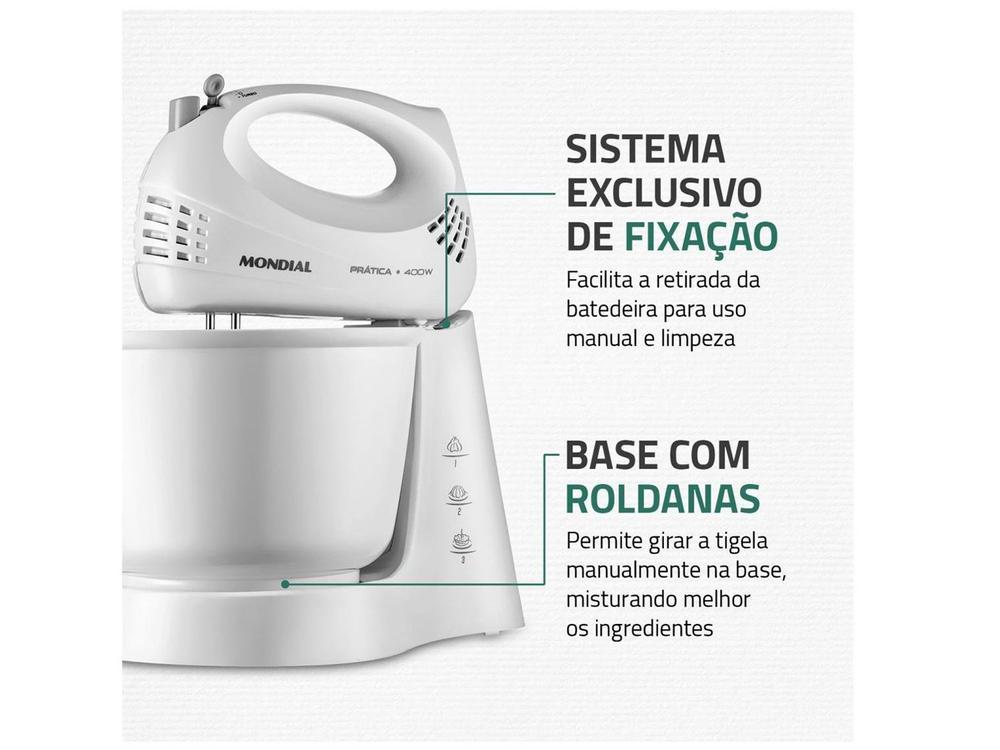 Batedeira Mondial Branca 400W Prática B-44-W 3 Velocidades - 6