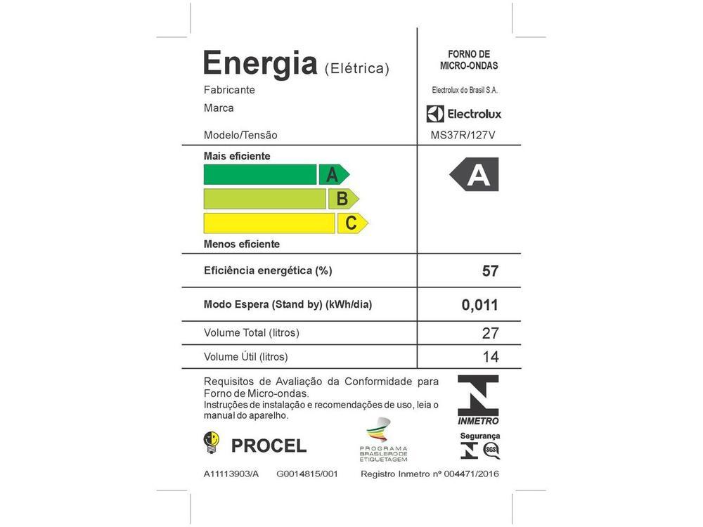 Micro-ondas Electrolux 27L Cinza MS37R - 5