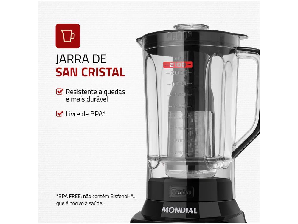 Liquidificador Mondial Turbo L-1200 BI com Filtro 12 Velocidades 1200W Inox Preto - 4