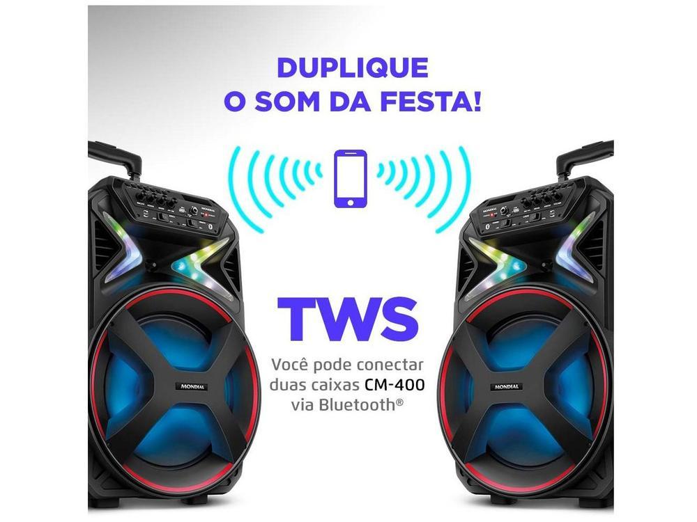 Caixa de Som Mondial CM-400 Bluetooth Portátil Amplificada 400W USB - 15