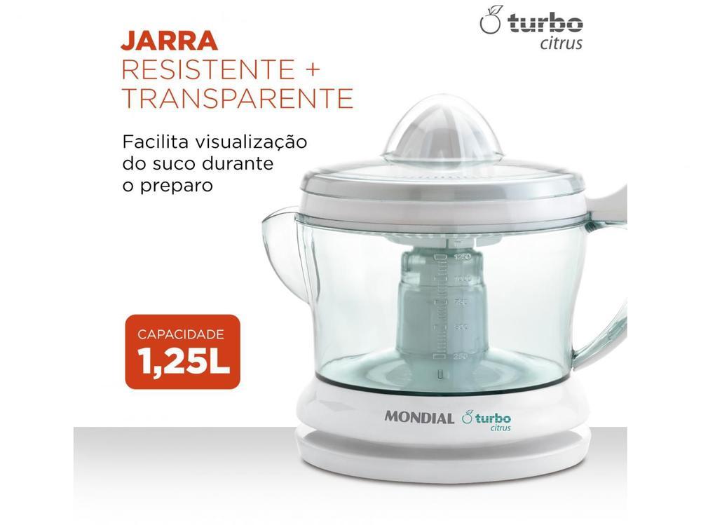 Espremedor de Frutas Mondial Turbo Citrus E-01 Elétrico 25W Branco - 11
