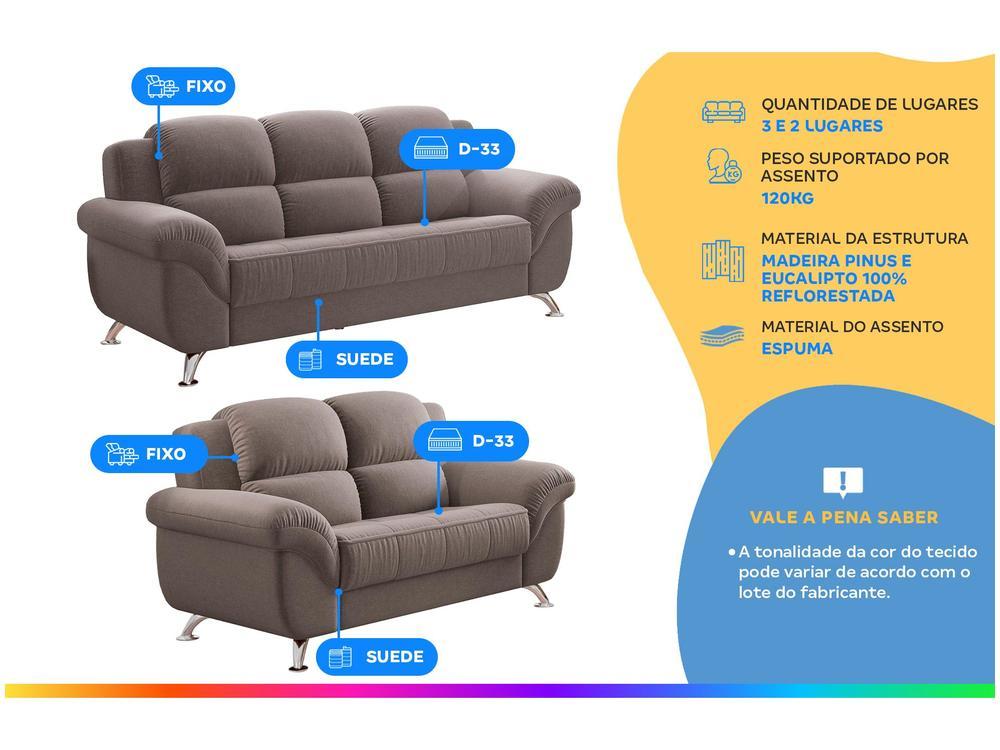 Conjunto de Sofás 2 e 3 Lugares Marselha Linoforte - 2