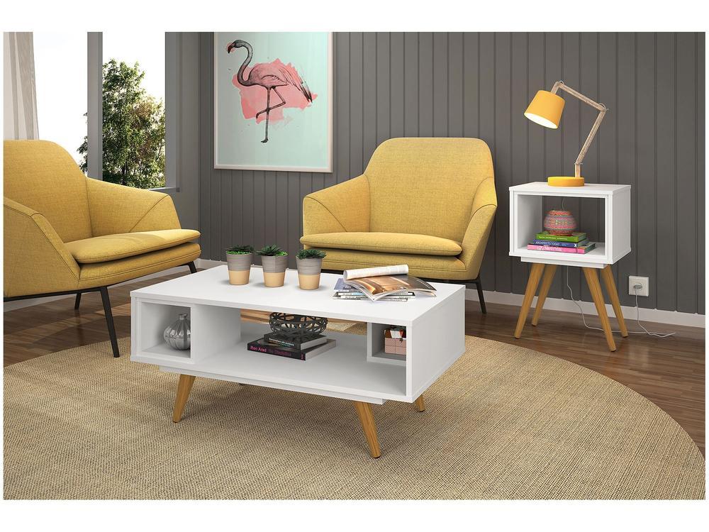 Mesa de Centro de Madeira Pés Palito Retrô 45 Olivar Móveis - 2