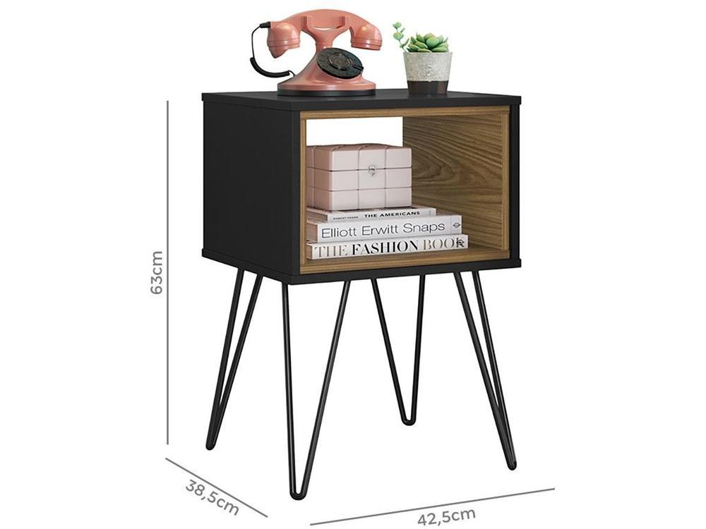 Mesa Lateral de Madeira Retrô Metal Dallas Olivar Móveis - 4