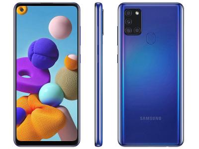 Smartphone Samsung Galaxy A21s 64GB Azul 4GB RAM 6,5” Câm. Quádrupla + Selfie 13MP Dual Chi