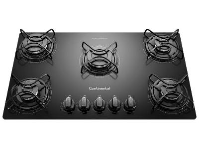Cooktop 5 Bocas Continental a Gás GLP Preto