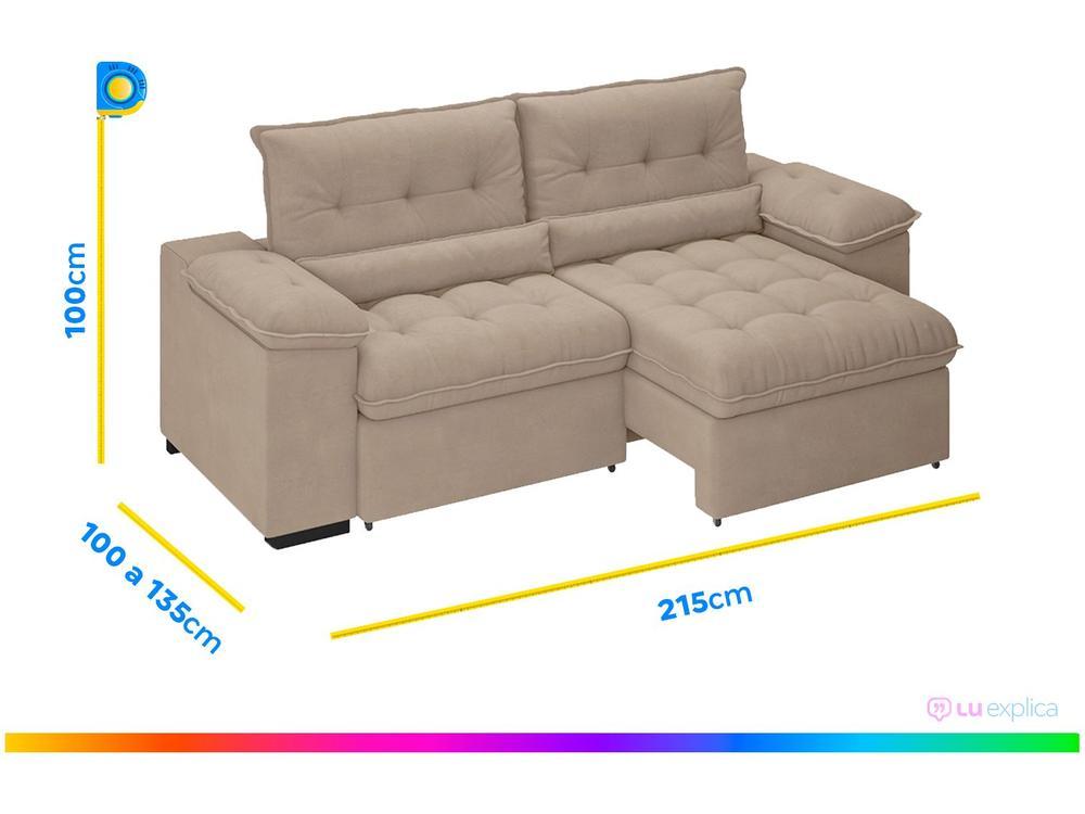 Sofá Retrátil Reclinável 3 Lugares Suede Veludo - 3