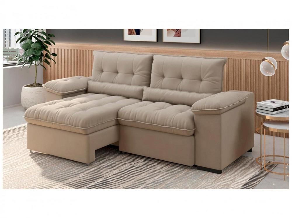 Sofá Retrátil Reclinável 3 Lugares Suede Veludo - 4