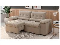 Sofá Retrátil Reclinável 3 Lugares Suede Veludo