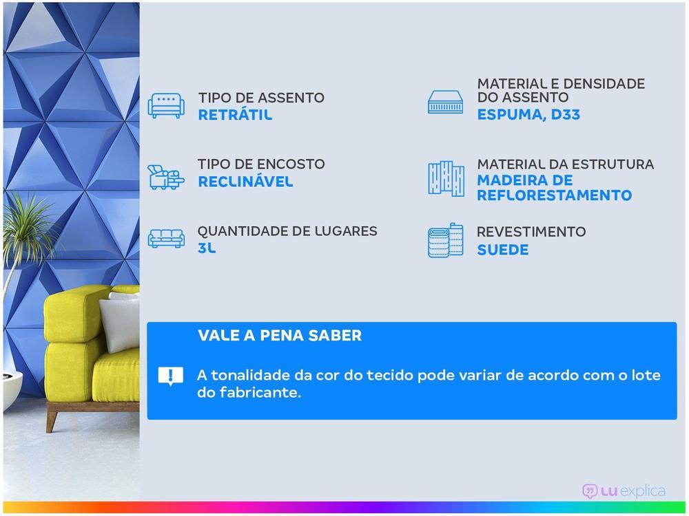 Sofá Retrátil Reclinável 3 Lugares Suede Moviment Artesano Linoforte - 8