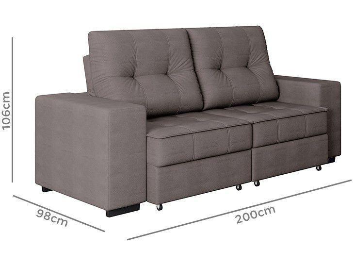 Sofá Retrátil Reclinável 3 Lugares Suede Moviment Artesano Linoforte - 6