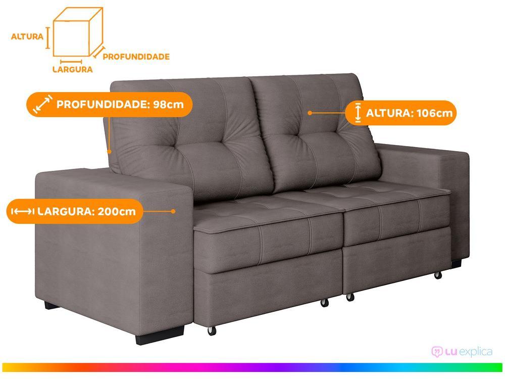 Sofá Retrátil Reclinável 3 Lugares Suede Moviment Artesano Linoforte - 3