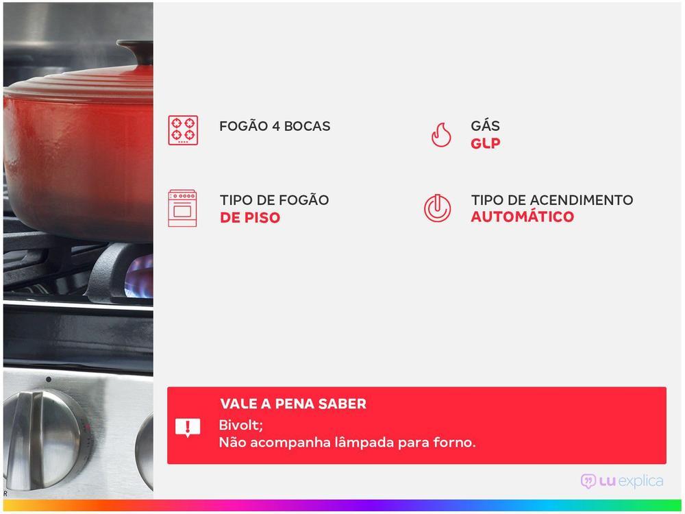 Fogão 4 Bocas Atlas Inox Branco Mônaco Plus - 2