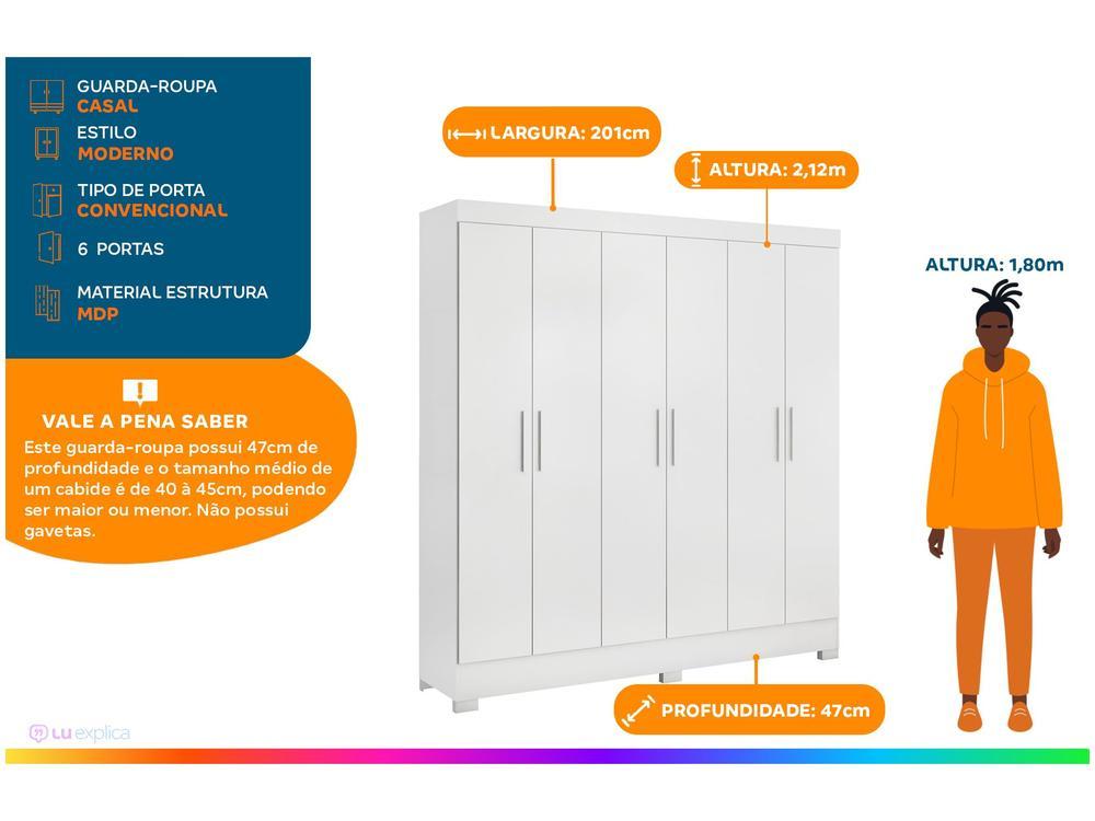 Guarda-roupa Casal 6 Portas 3 Gavetas Demóbile Prático - 11