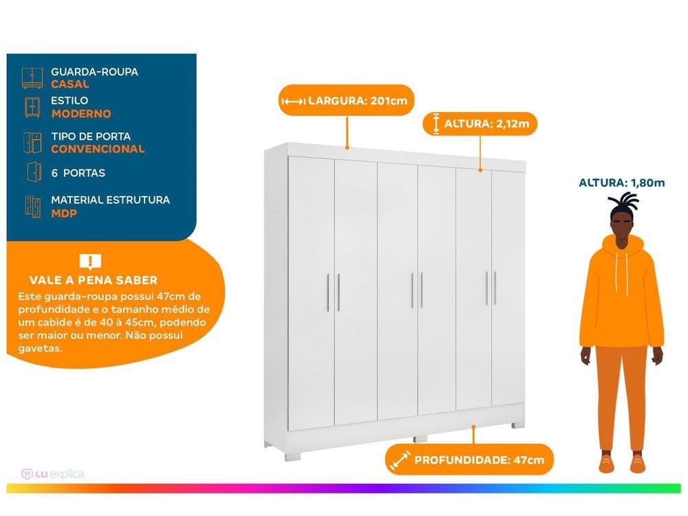 Guarda-roupa Casal 6 Portas 3 Gavetas Demóbile Prático - 2