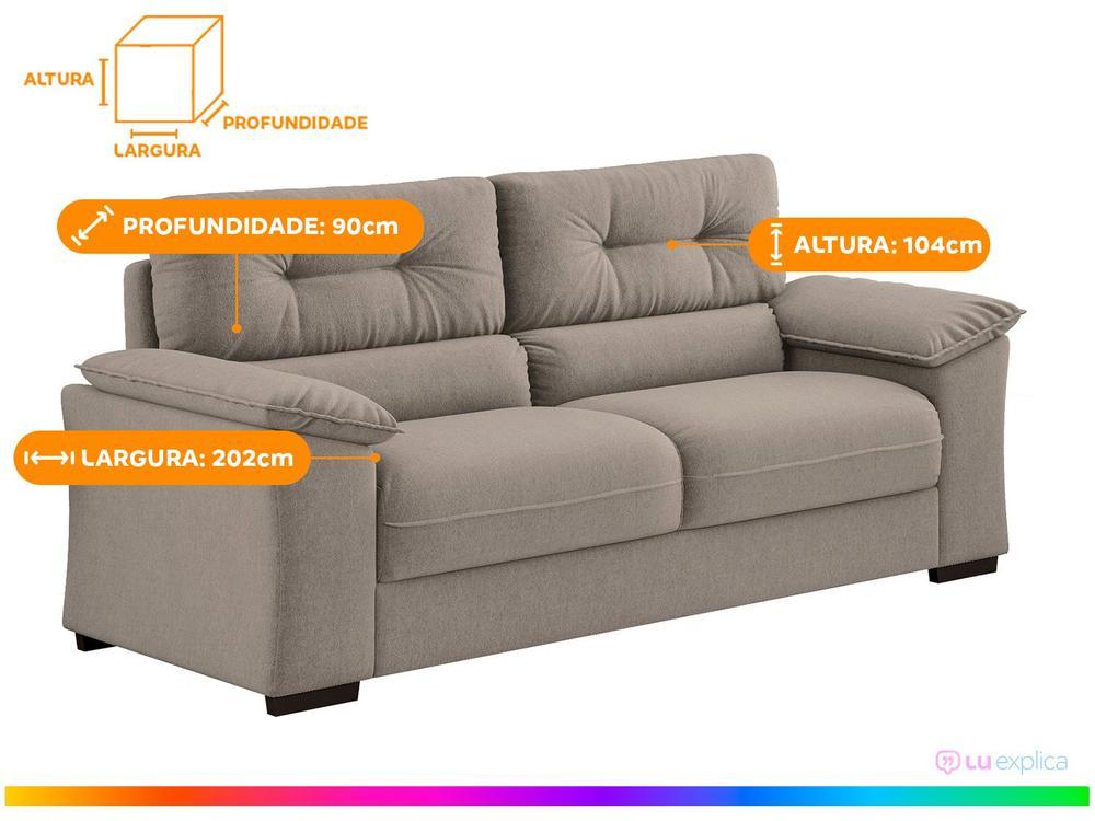 Sofá 3 Lugares Suede Decore Cascaya Linoforte - 3