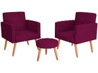 Kit Poltronas com Puff Moderno Matrix Dallas - 1