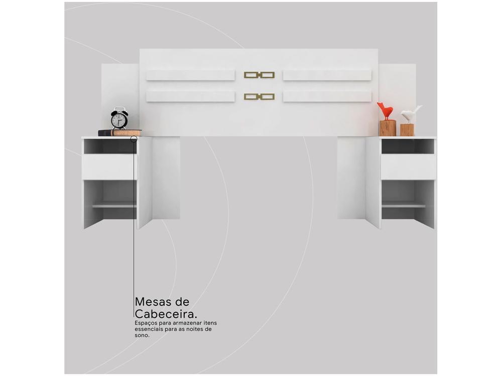 Cabeceira Casal e Queen MDP com 2 Prateleira 2 Mesas - 5
