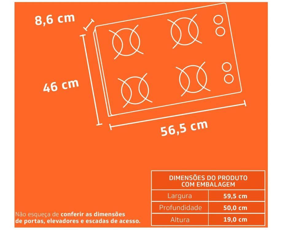 Cooktop 4 Bocas Brastemp Preto a Gás GLP - 7