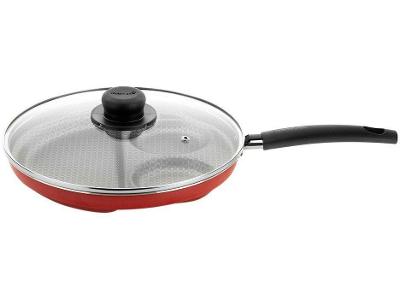 Frigideira Antiaderente Multiflon de Alumínio com Tampa Breakfast Vermelha 26cm