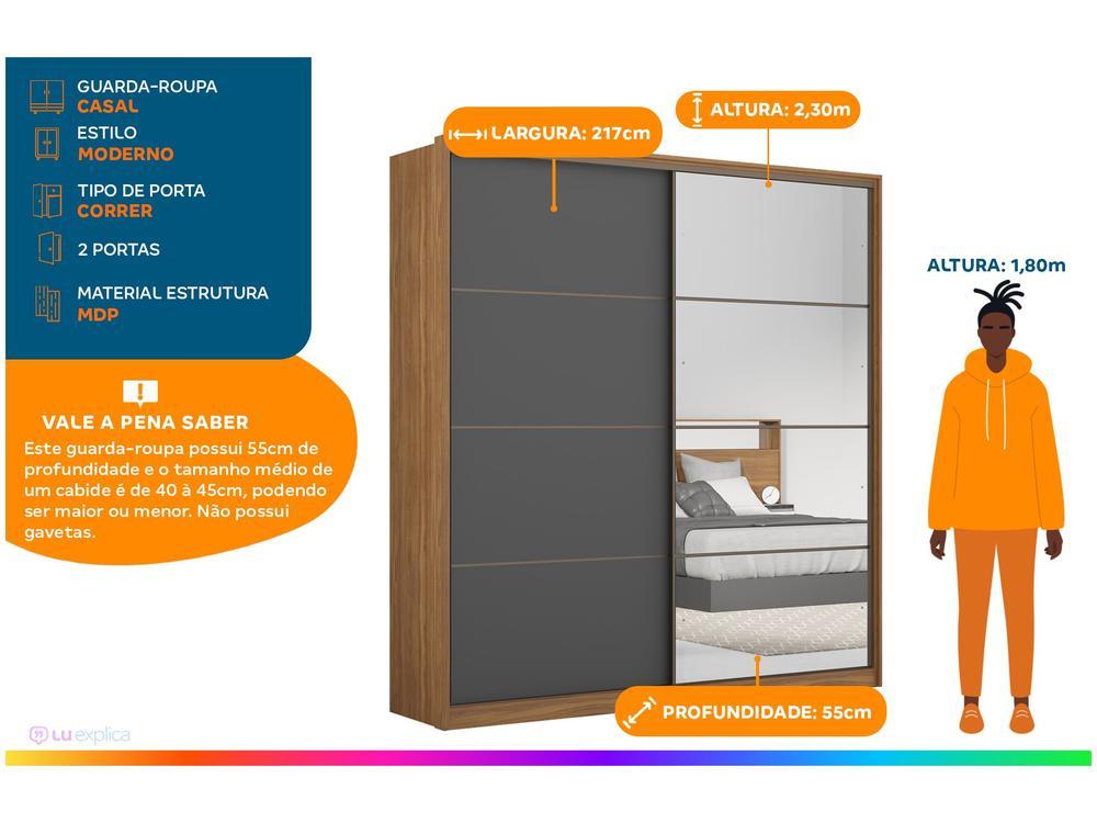 Guarda-roupa Casal 2 Portas de Correr 3 Gavetas - 2