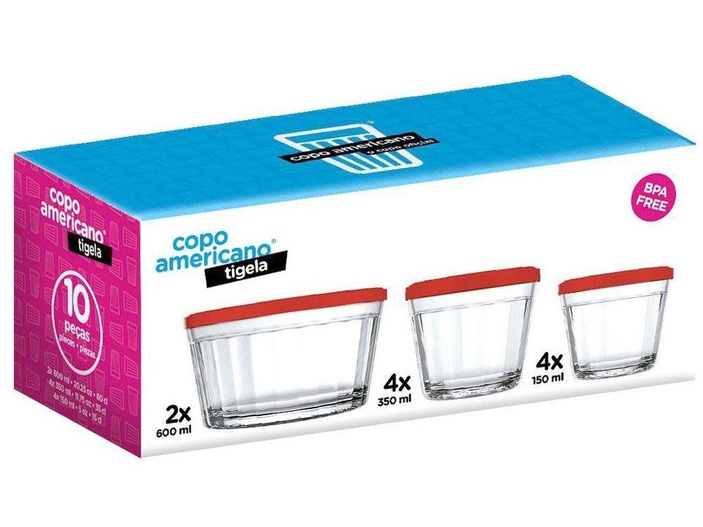 Conjunto de Tigelas de Vidro 10 Peças Copo Americano Tigela Americano - 10