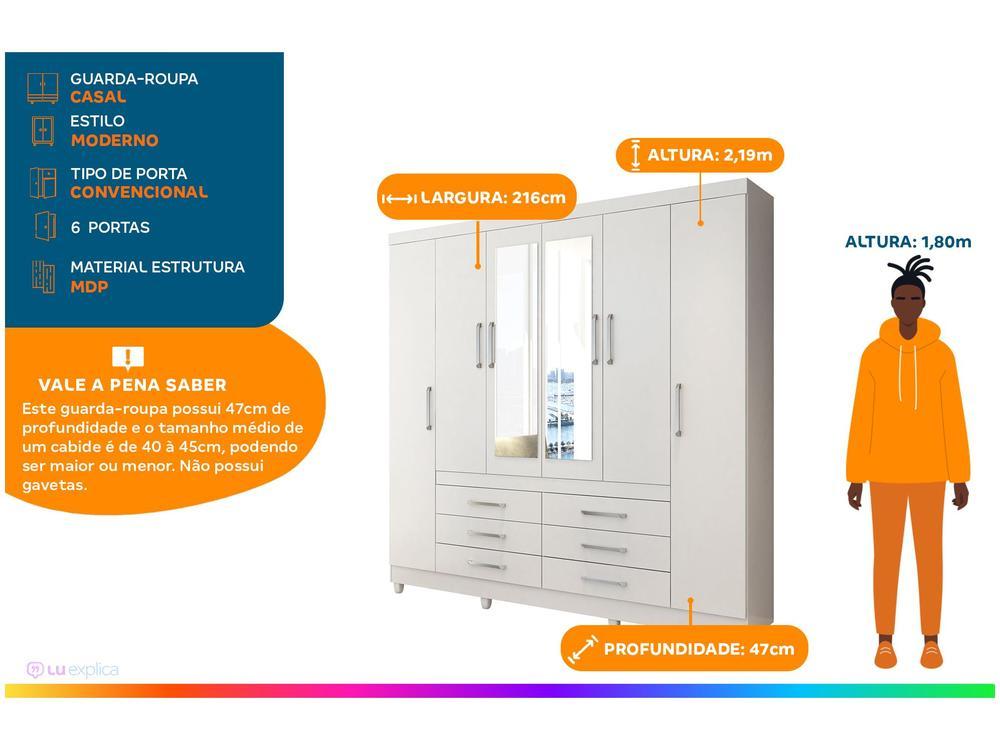Guarda-roupa Casal com Espelho 6 Portas - 2