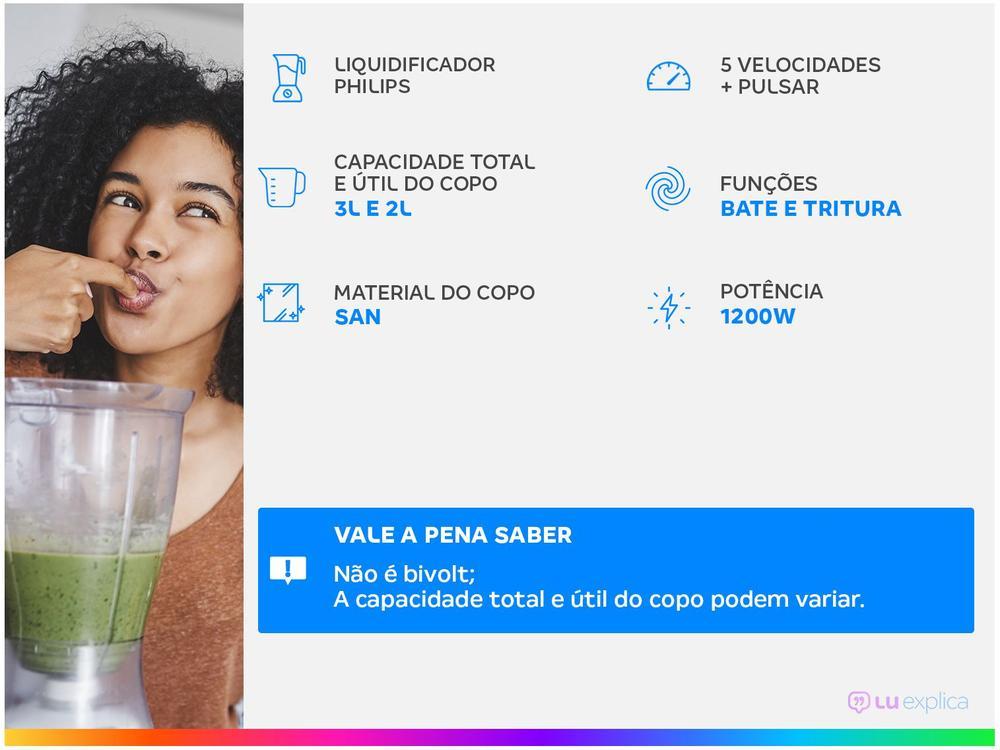 Liquidificador Philips Walita Serie 5000 RI2240/91 Preto 5 Velocidades + Pulsar 1200W - 2