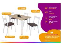 Mesa de Jantar 4 Cadeiras Retangular - 2
