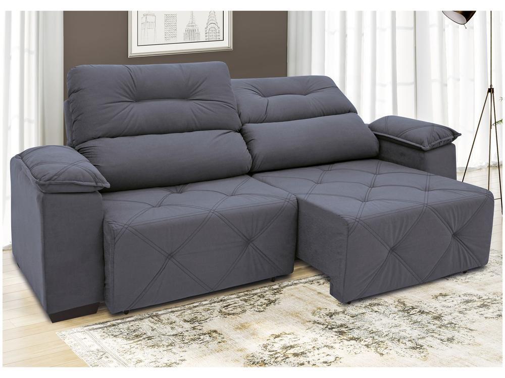 Sofá Retrátil Reclinável 3 Lugares Suede Moviment Grazzia Linoforte - 4
