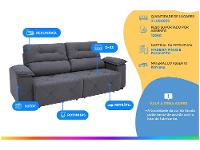 Sofá Retrátil Reclinável 3 Lugares Suede Moviment Grazzia Linoforte - 2