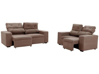 Conjunto de Sofás 2 e 3 Lugares Retrátil e