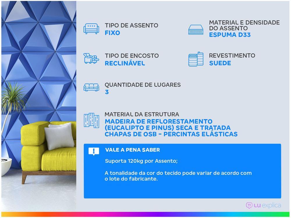 Sofá-cama Casal 3 Lugares Reclinável Suede Linoforte Jade A2 - 2