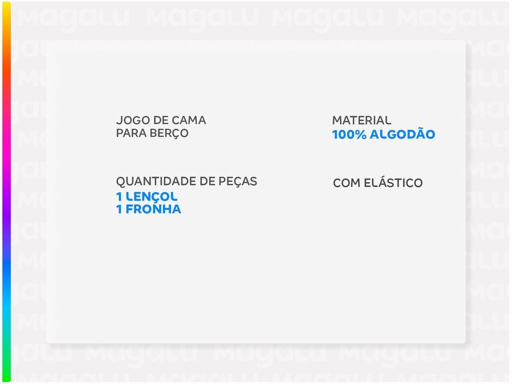 Jogo de Cama para Berço Döhler 100% Algodão 180 Fios Liso Safira Rosa 2 Peças - 7