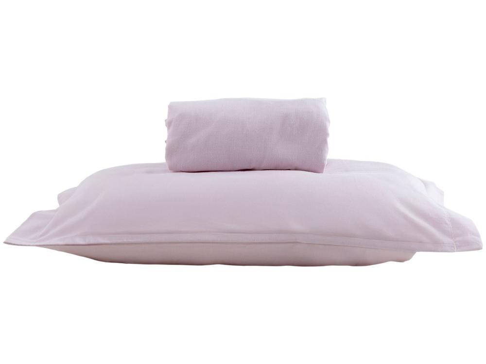 Jogo de Cama para Berço Döhler 100% Algodão 180 Fios Liso Safira Rosa 2 Peças - 1