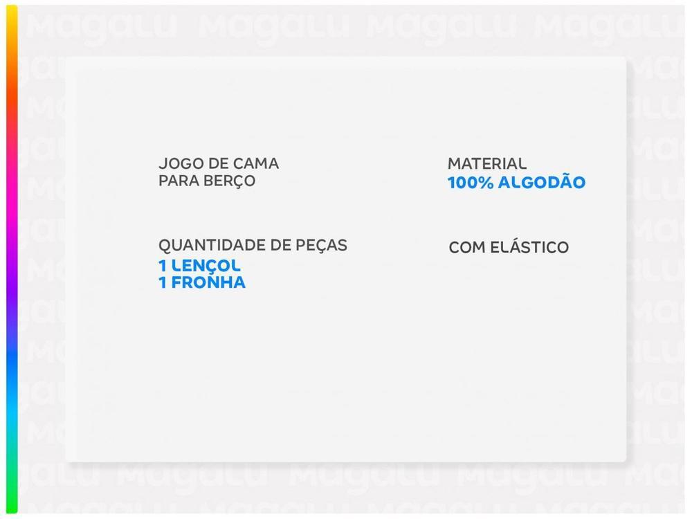 Jogo de Cama para Berço Döhler 100% Algodão 180 Fios Liso Safira Rosa 2 Peças - 2