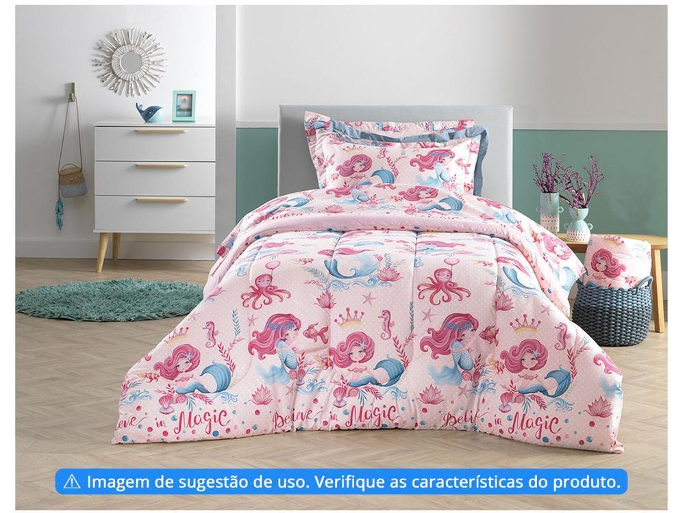 Cobre-leito Infantil Solteiro Karsten 100% Algodão 180 Fios Magia do Mar Rosa 2 Peças - 2