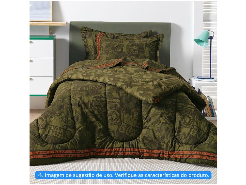 Cobre-leito Infantil Solteiro Karsten 100% Algodão 180 Fios Camuflado Verde 2 Peças - 2