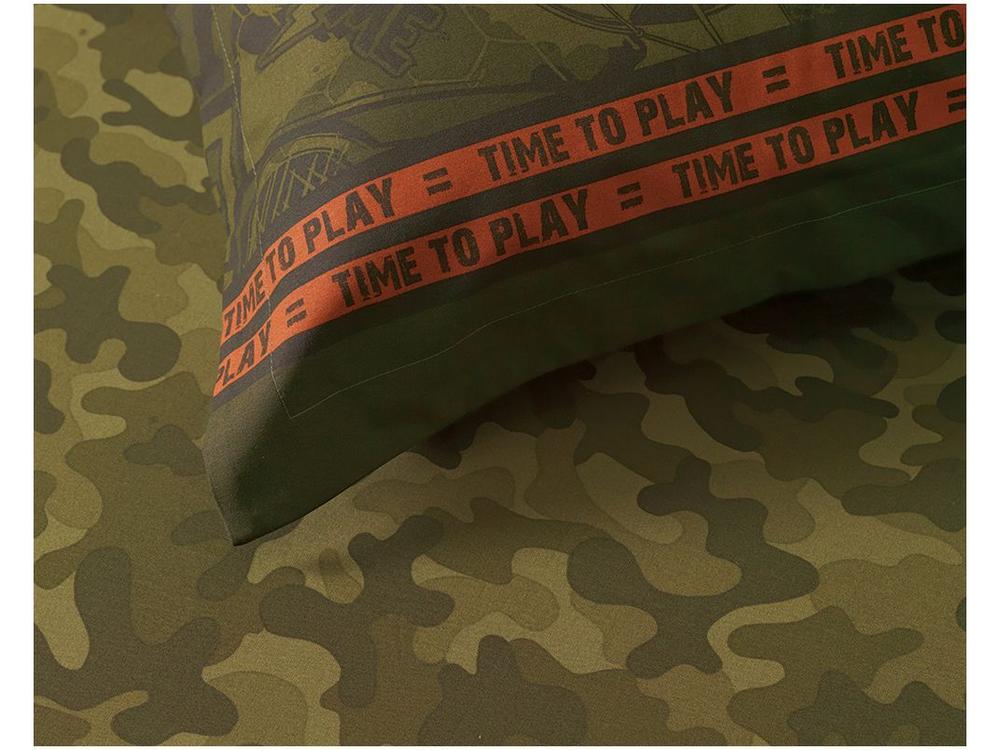 Cobre-leito Infantil Solteiro Karsten 100% Algodão 180 Fios Camuflado Verde 2 Peças - 3